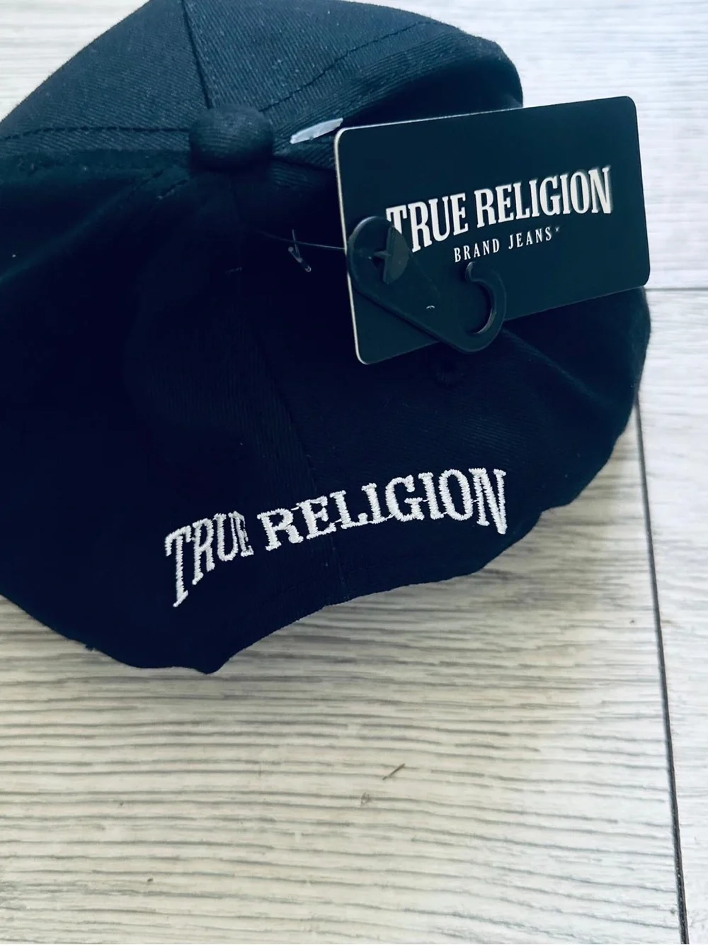 True Religion Kids Black Cap with White Logo and Paint Splatter 5-8